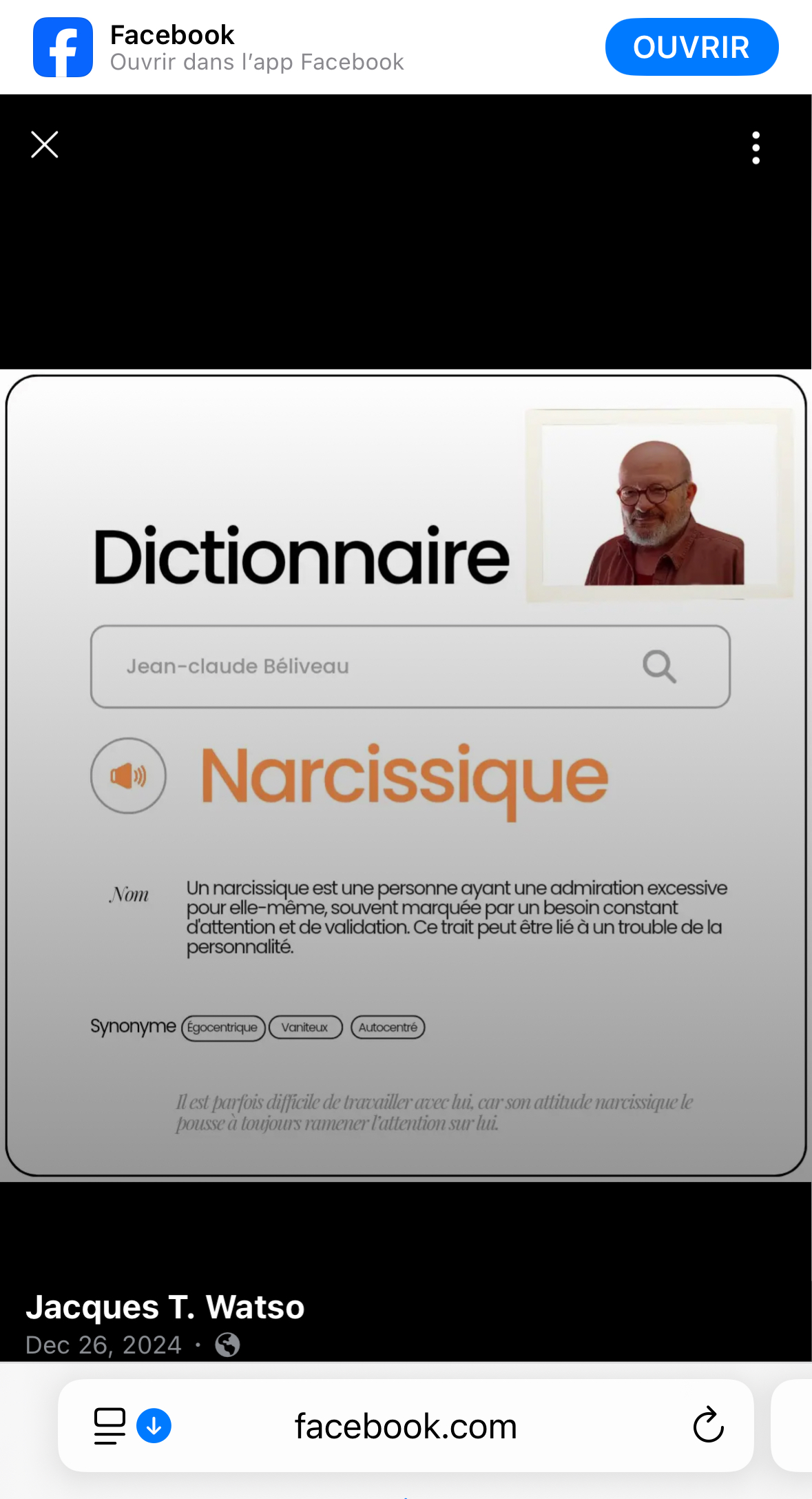 Jacques T Watso me traite de narcissique