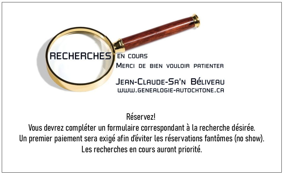 Réservez!
www.genealogie-autochtone.ca