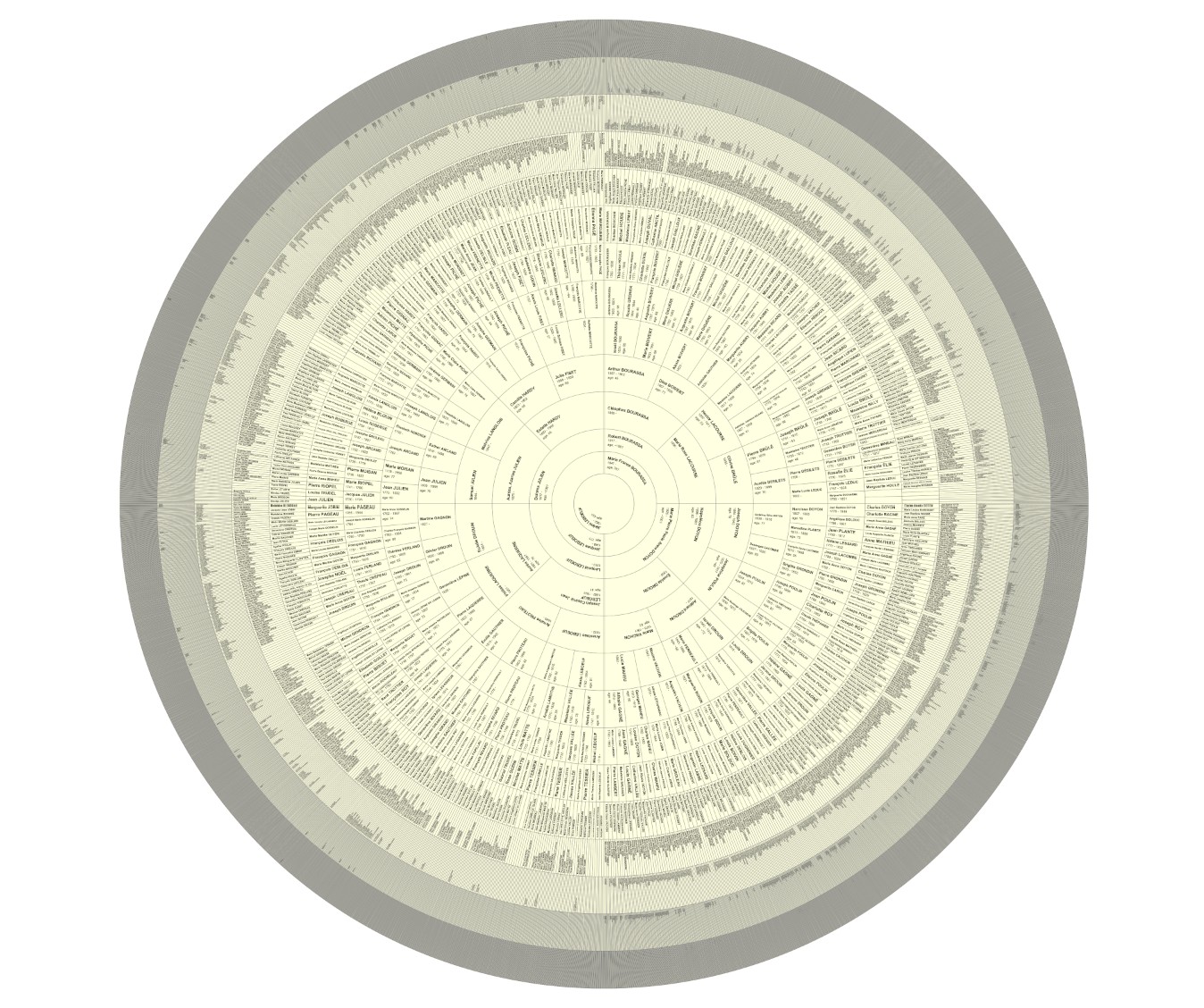 Roue de 14 g&eacute;n&eacute;rations du c&ocirc;t&eacute; du p&egrave;re ET de la m&egrave;re.